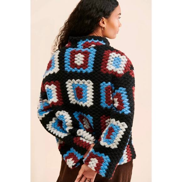 Damson Madder for Anthropologie Crochet Half Zip Pullover. Retails $160 - Picture 2 of 14